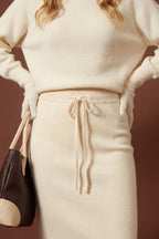Gonna Lunga in Punto Stoffa in Puro Cashmere Latte