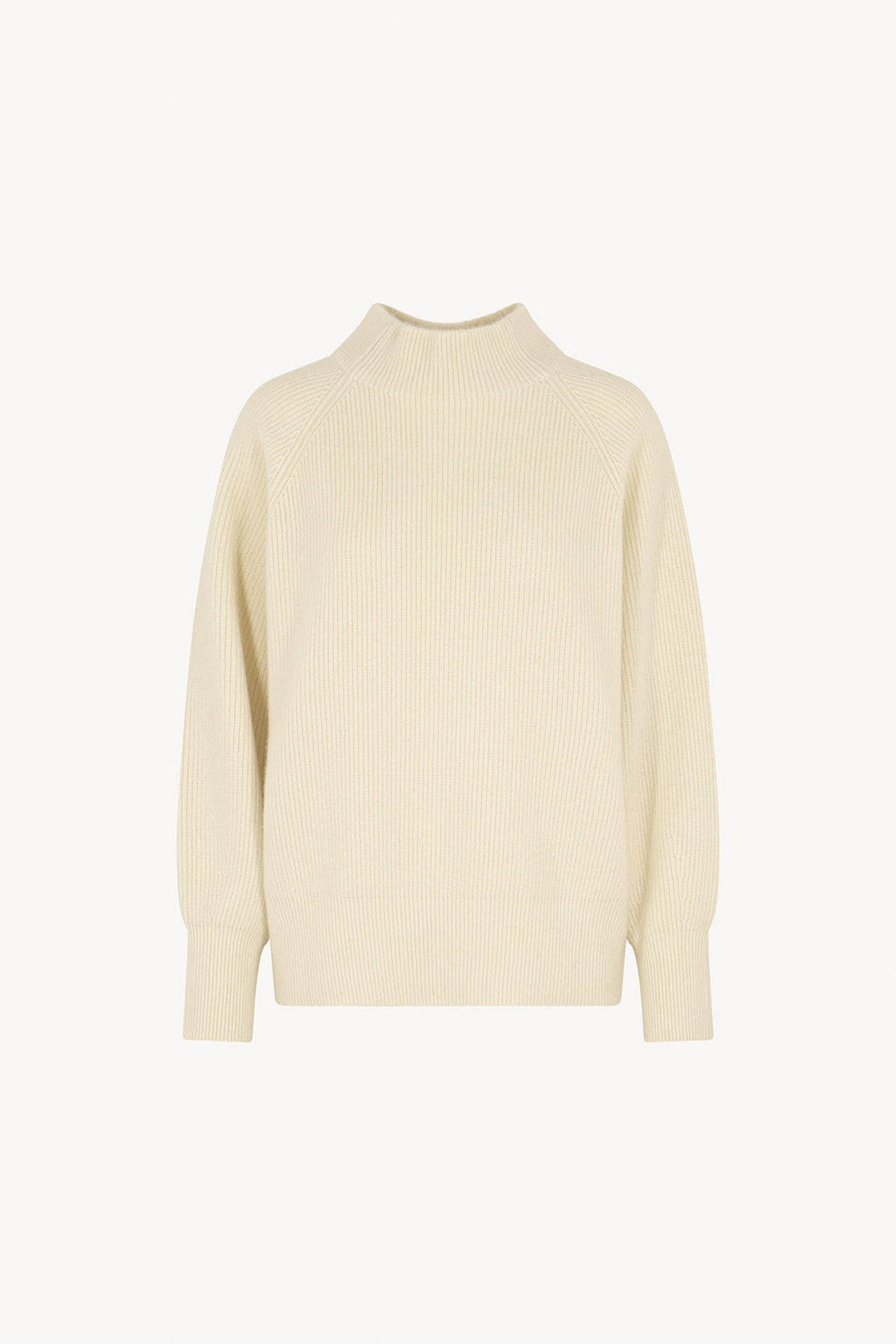 Maglia Lupetto a Costa Inglese in Puro Cashmere Latte