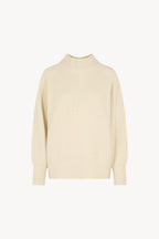 Maglia Lupetto a Costa Inglese in Puro Cashmere Latte