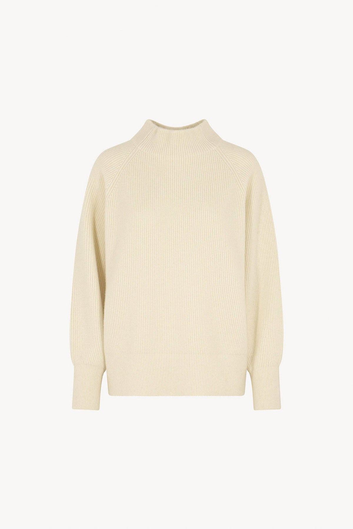 Maglia Lupetto a Costa Inglese in Puro Cashmere Latte