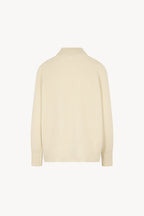 Maglia Lupetto a Costa Inglese in Puro Cashmere Latte