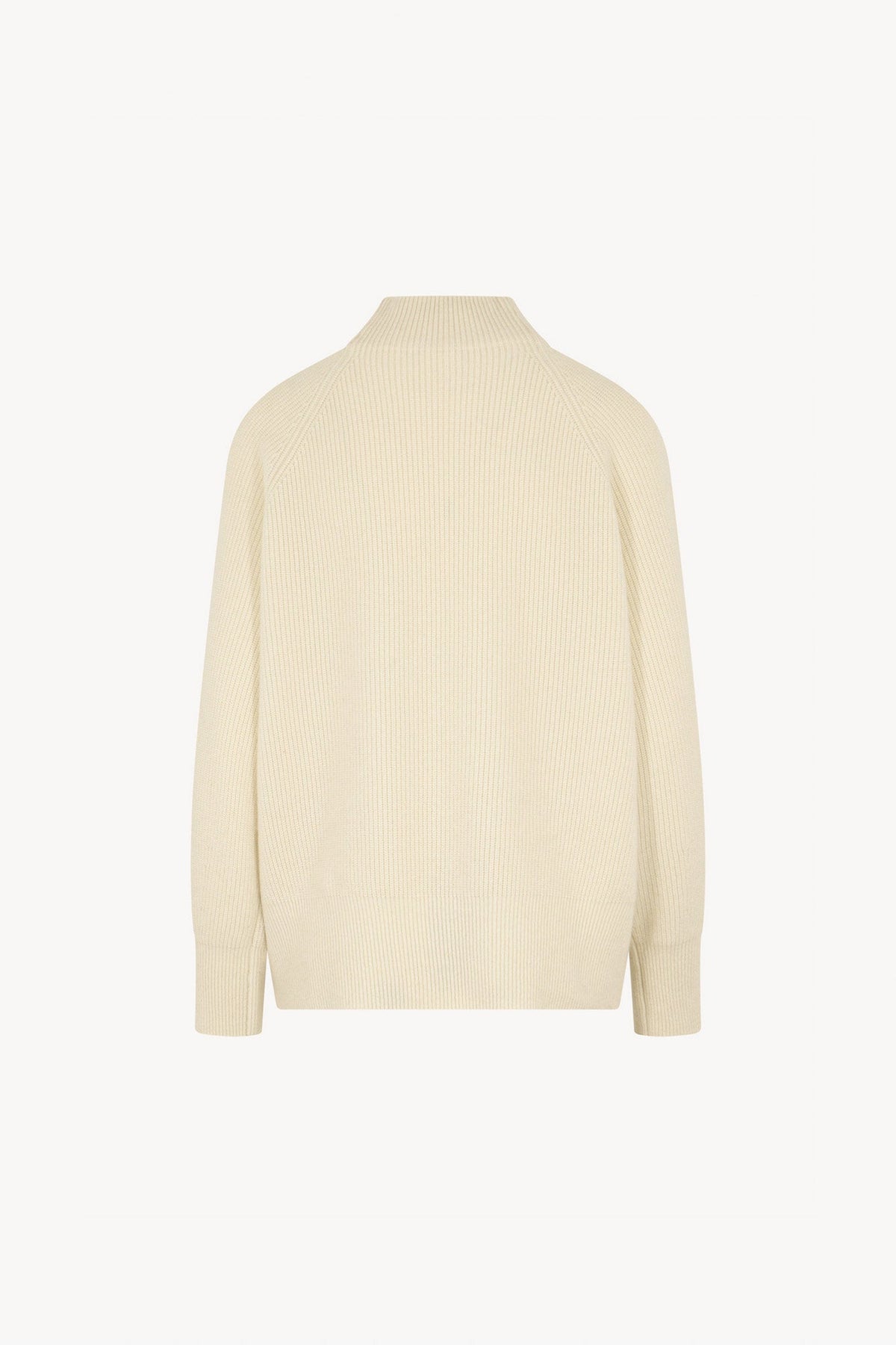 Maglia Lupetto a Costa Inglese in Puro Cashmere Latte