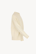 Maglia Lupetto a Costa Inglese in Puro Cashmere Latte