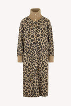 Cappotto Jacquard Animalier in Puro Cashmere Spazzolato Avorio Leopard