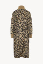 Cappotto Jacquard Animalier in Puro Cashmere Spazzolato Avorio Leopard