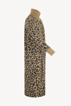 Cappotto Jacquard Animalier in Puro Cashmere Spazzolato Avorio Leopard