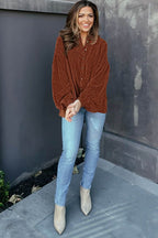 Mai - Blusa in velluto a coste con maniche a sbuffo moda donna