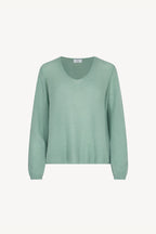 Maglia Scollo a V Costa Inglese in Puro Cashmere Verde Giada