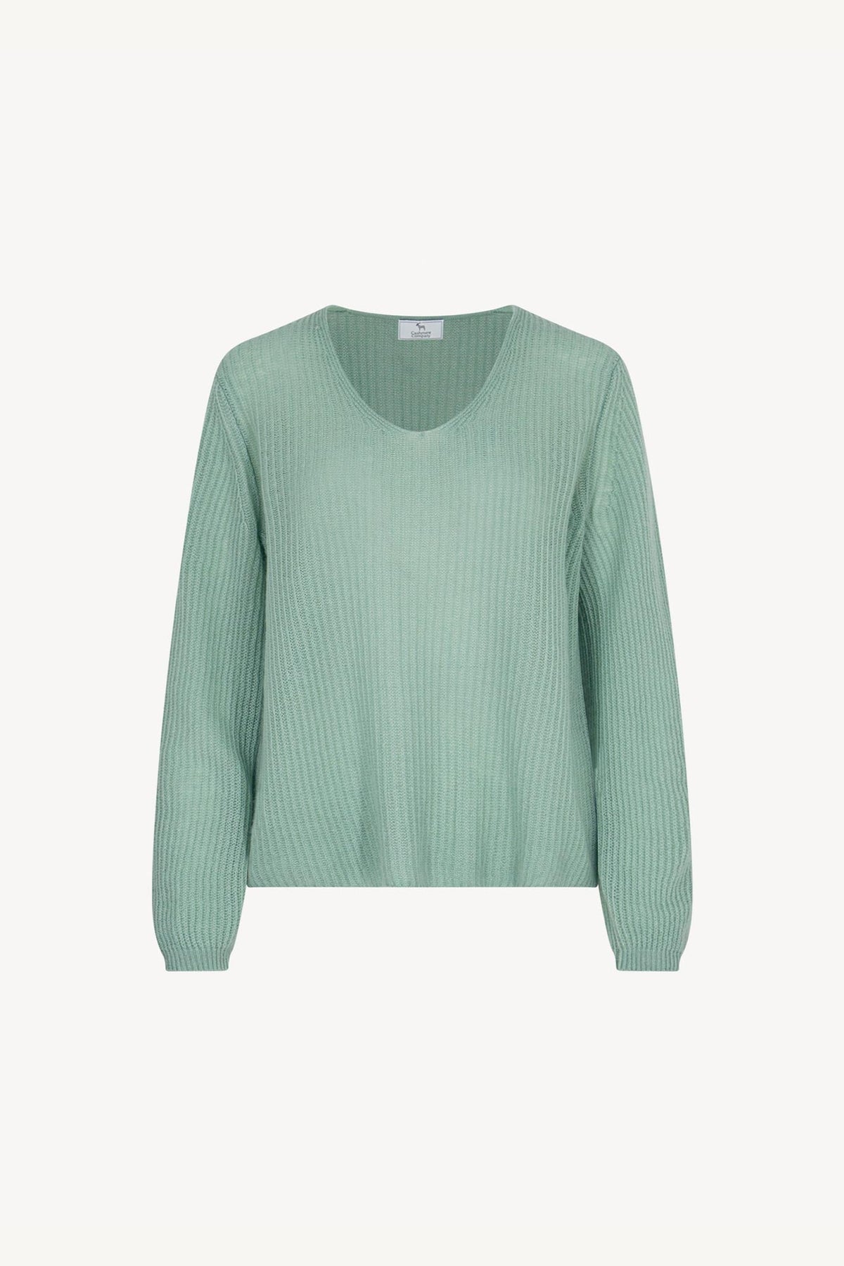 Maglia Scollo a V Costa Inglese in Puro Cashmere Verde Giada