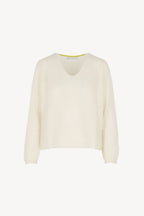 Maglia Scollo a V Costa Inglese in Puro Cashmere Bianco Latte
