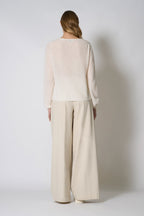 Maglia Scollo a V Costa Inglese in Puro Cashmere Bianco Latte