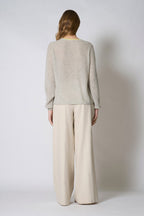 Maglia Scollo a V Costa Inglese in Puro Cashmere Grigio Perla