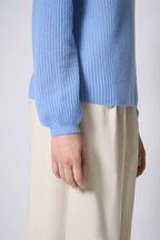 Maglia Scollo a V Costa Inglese in Puro Cashmere Cielo
