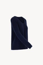 Maglia Scollo a V Costa Inglese in Puro Cashmere Blu Notte