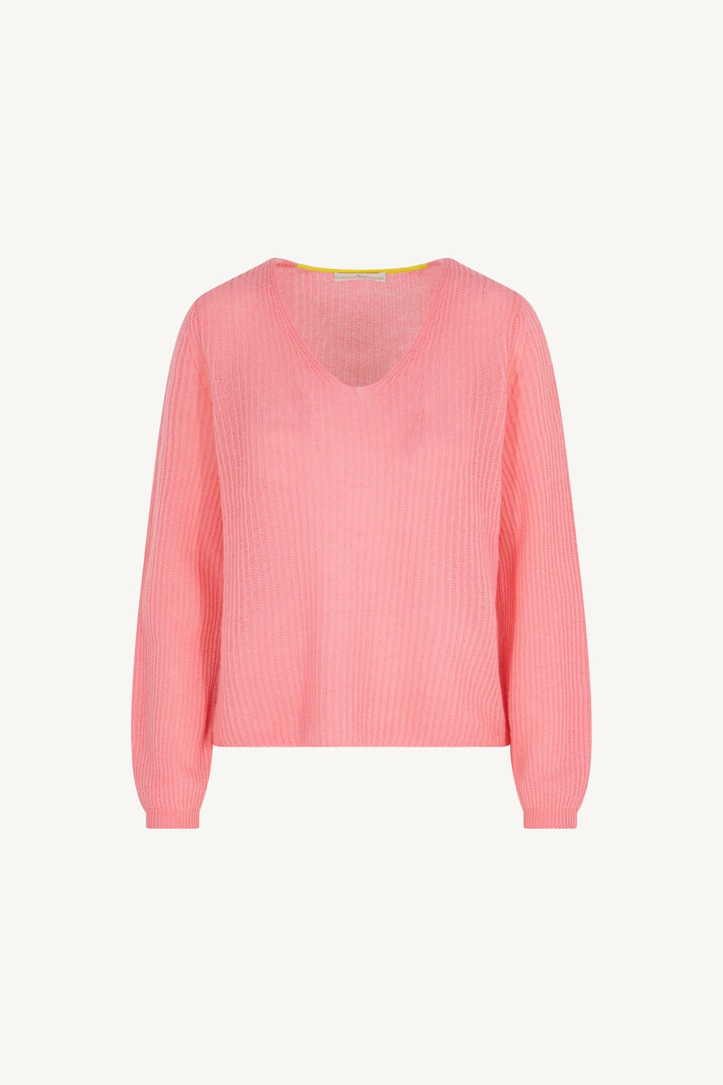 Maglia Scollo a V Costa Inglese in Puro Cashmere Rosa Confetto