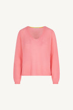 Maglia Scollo a V Costa Inglese in Puro Cashmere Rosa Confetto