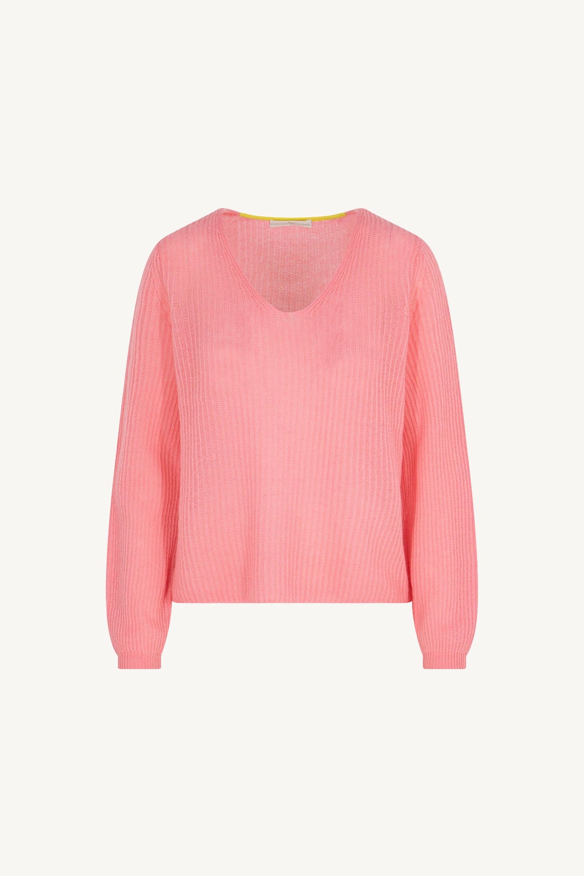 Maglia Scollo a V Costa Inglese in Puro Cashmere Rosa Confetto