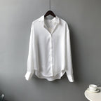 Briana - Elegante blusa in satin e seta con bottoni per donne
