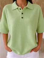 Peggie™ | Comfortable Waffle Polo Blouse