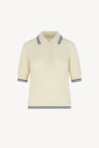 Polo Rete in Puro Cashmere Bianco Latte