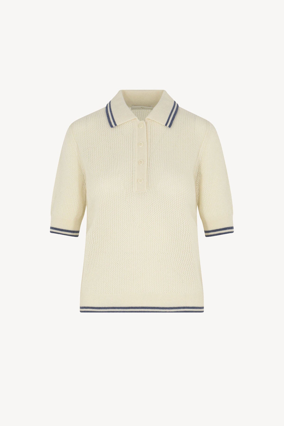 Polo Rete in Puro Cashmere Bianco Latte