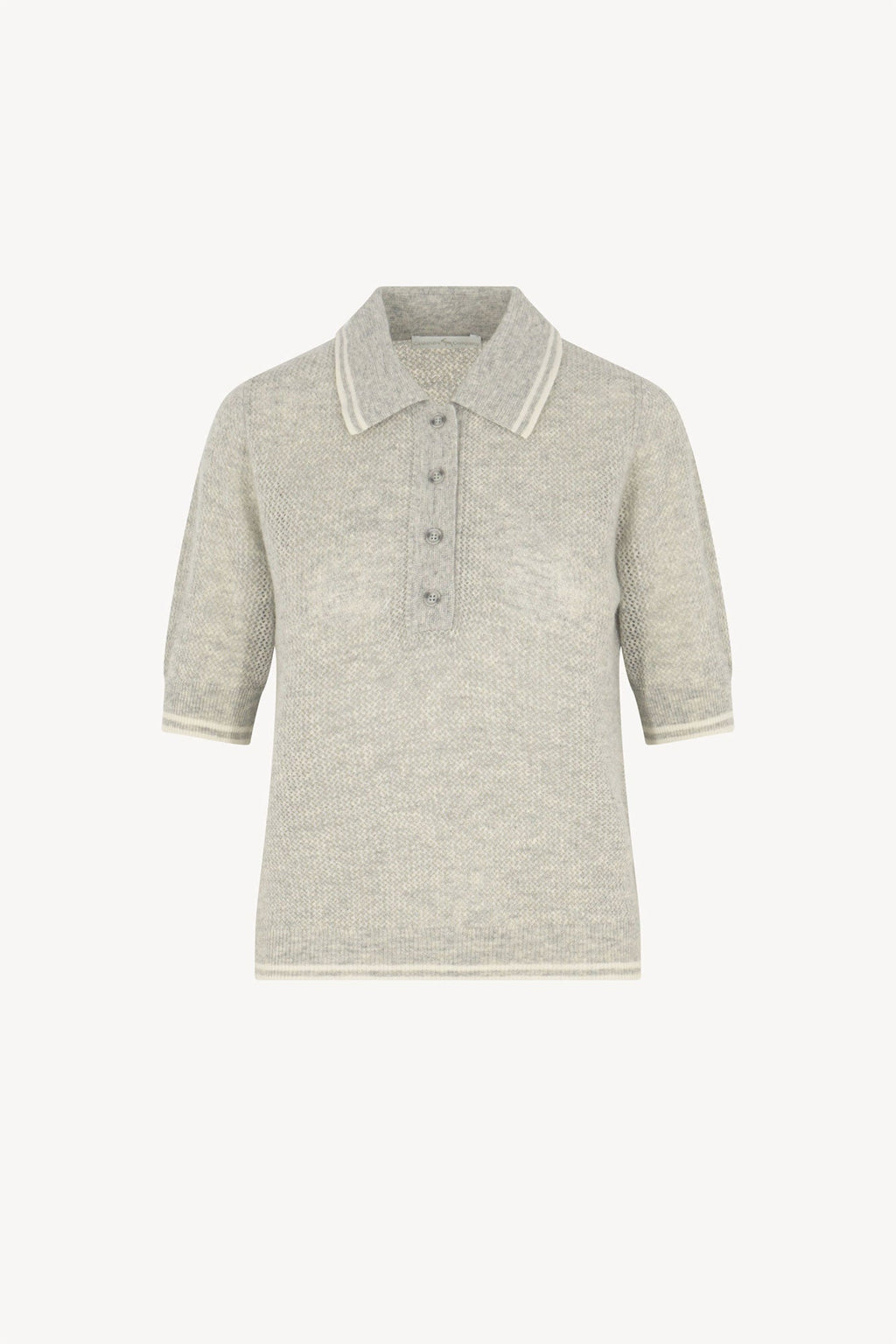 Polo Rete in Puro Cashmere Grigio Perla