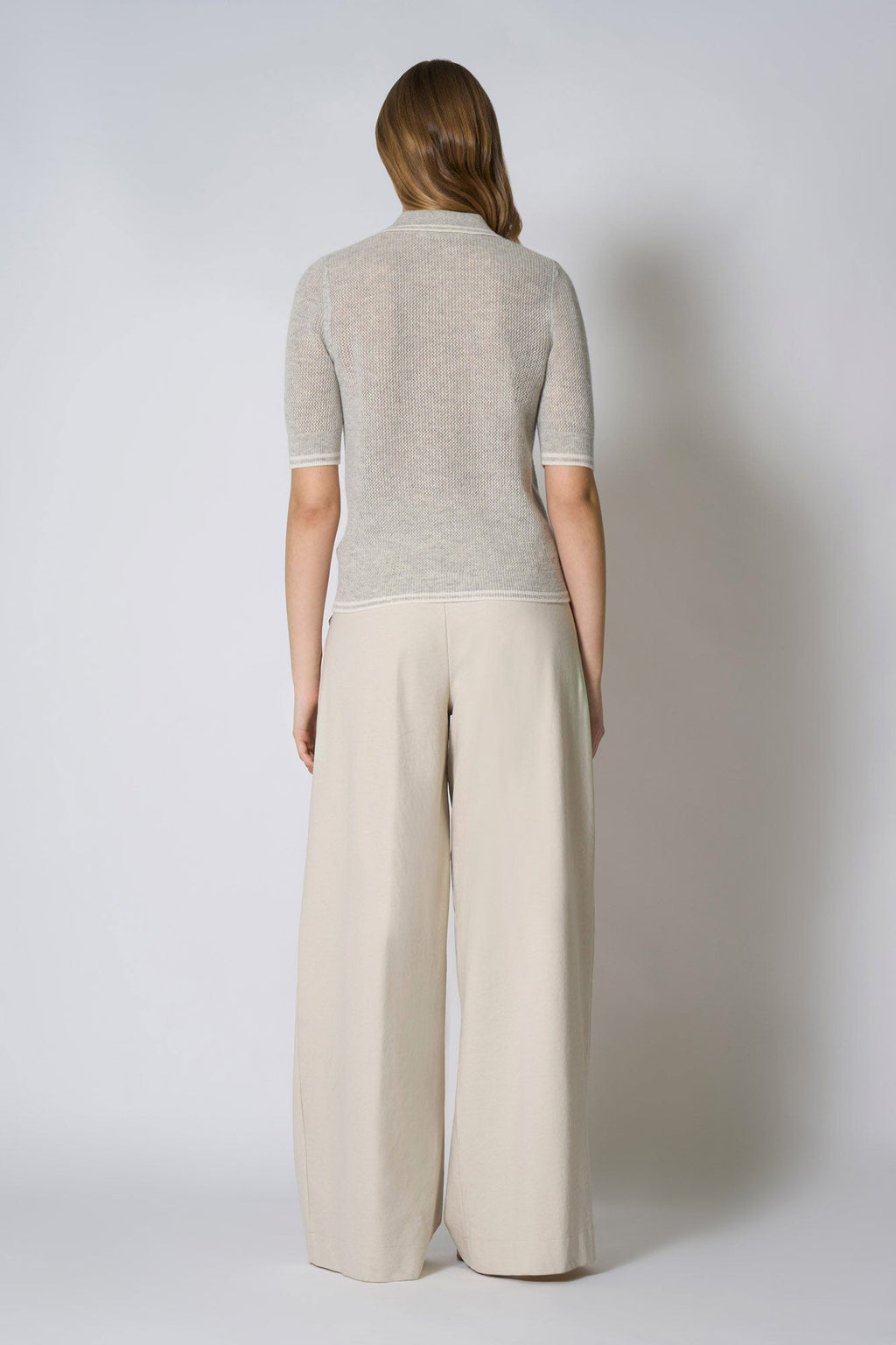 Polo Rete in Puro Cashmere Grigio Perla