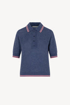 Polo Rete in Puro Cashmere Denim Scuro