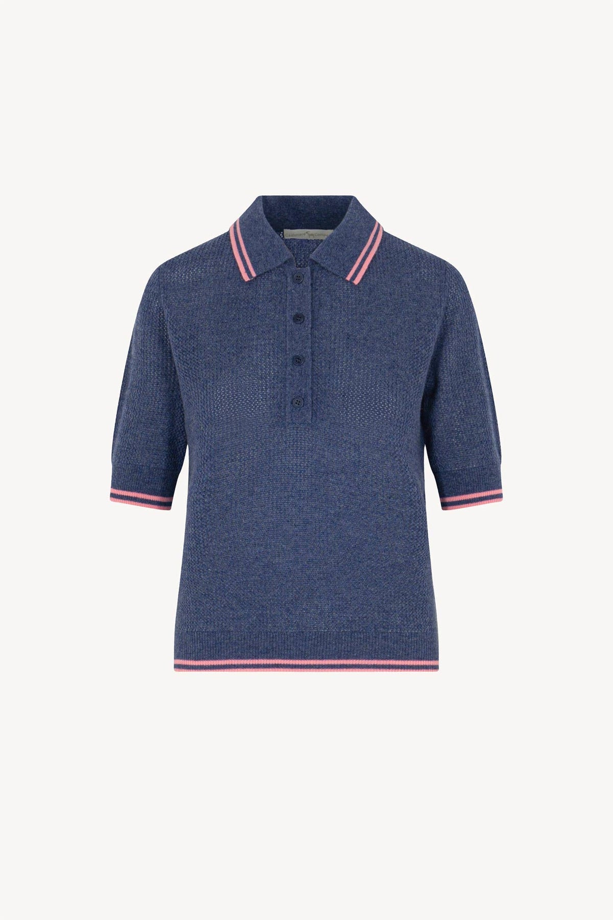 Polo Rete in Puro Cashmere Denim Scuro