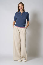 Polo Rete in Puro Cashmere Denim Scuro