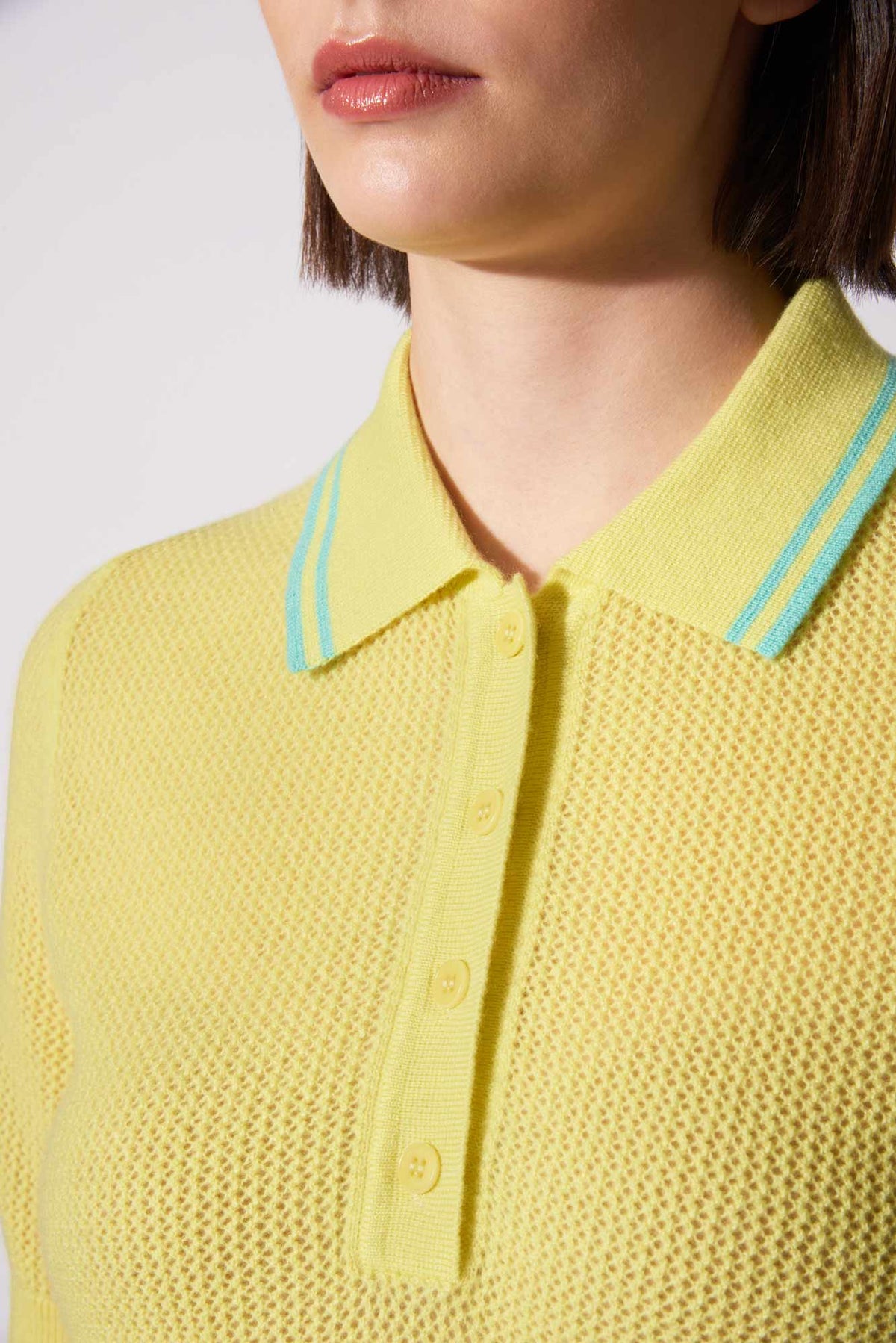 Polo Rete in Puro Cashmere Giallo