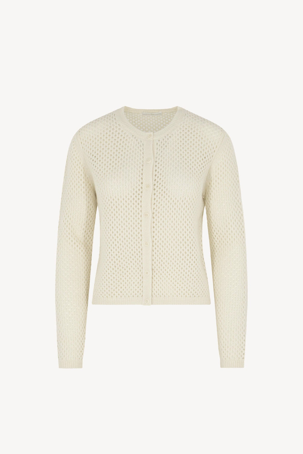 Cardigan Rete in Puro Cashmere Bianco Latte
