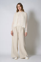 Cardigan Rete in Puro Cashmere Bianco Latte