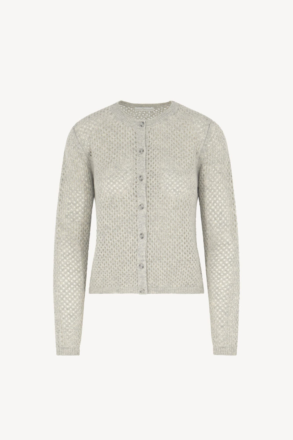 Cardigan Rete in Puro Cashmere Grigio Perla