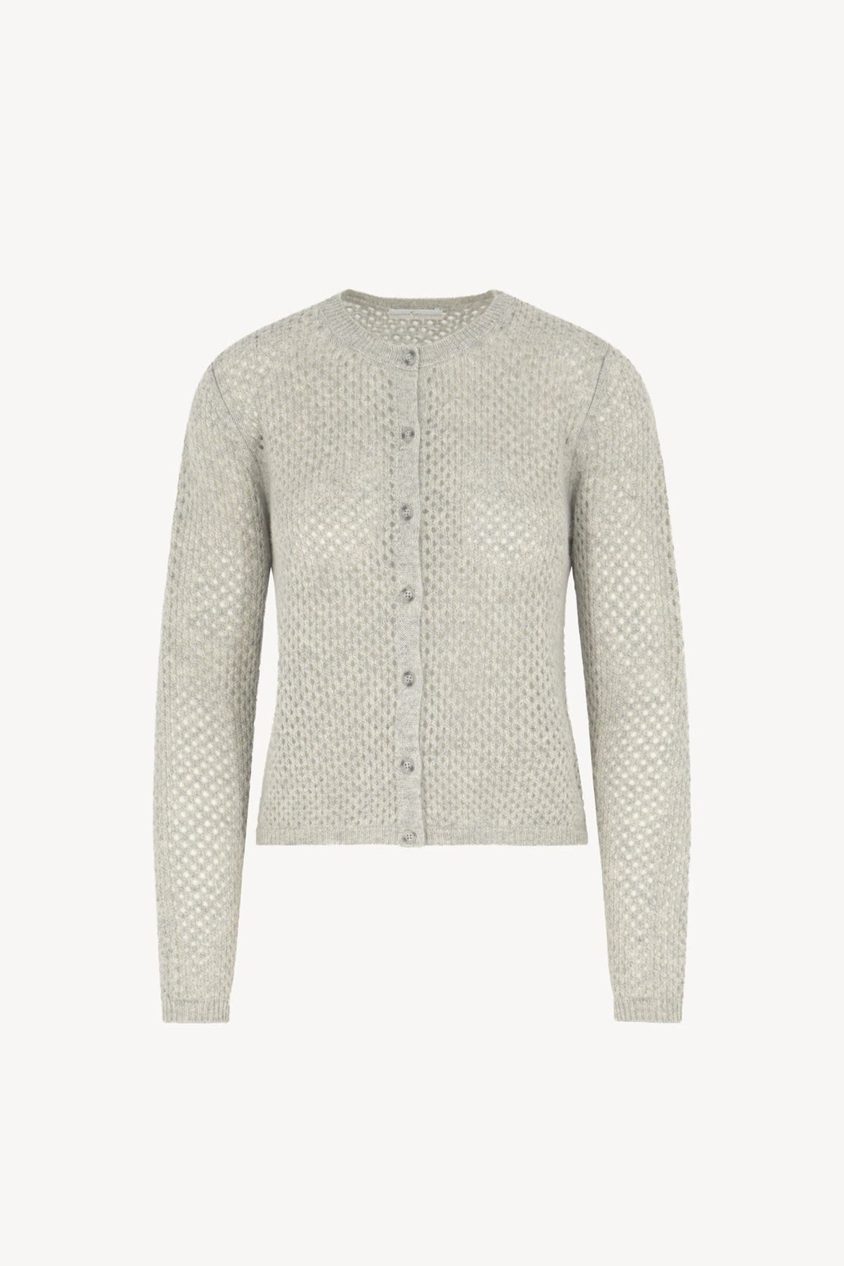 Cardigan Rete in Puro Cashmere Grigio Perla