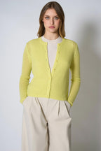 Cardigan Rete in Puro Cashmere Giallo
