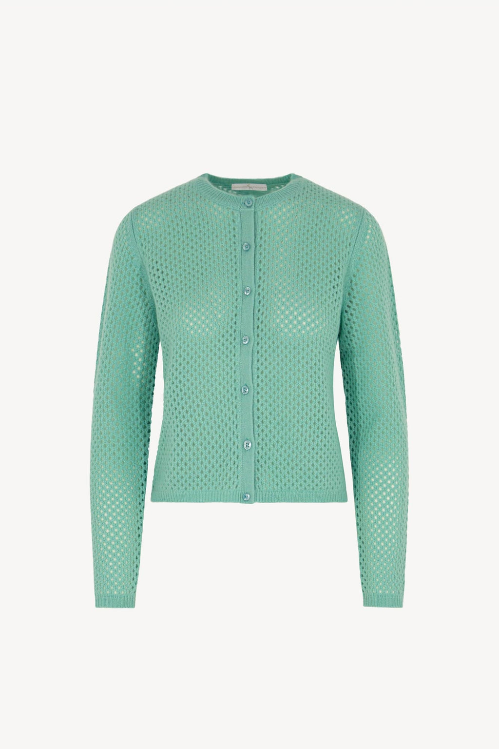 Cardigan Rete in Puro Cashmere Acqua