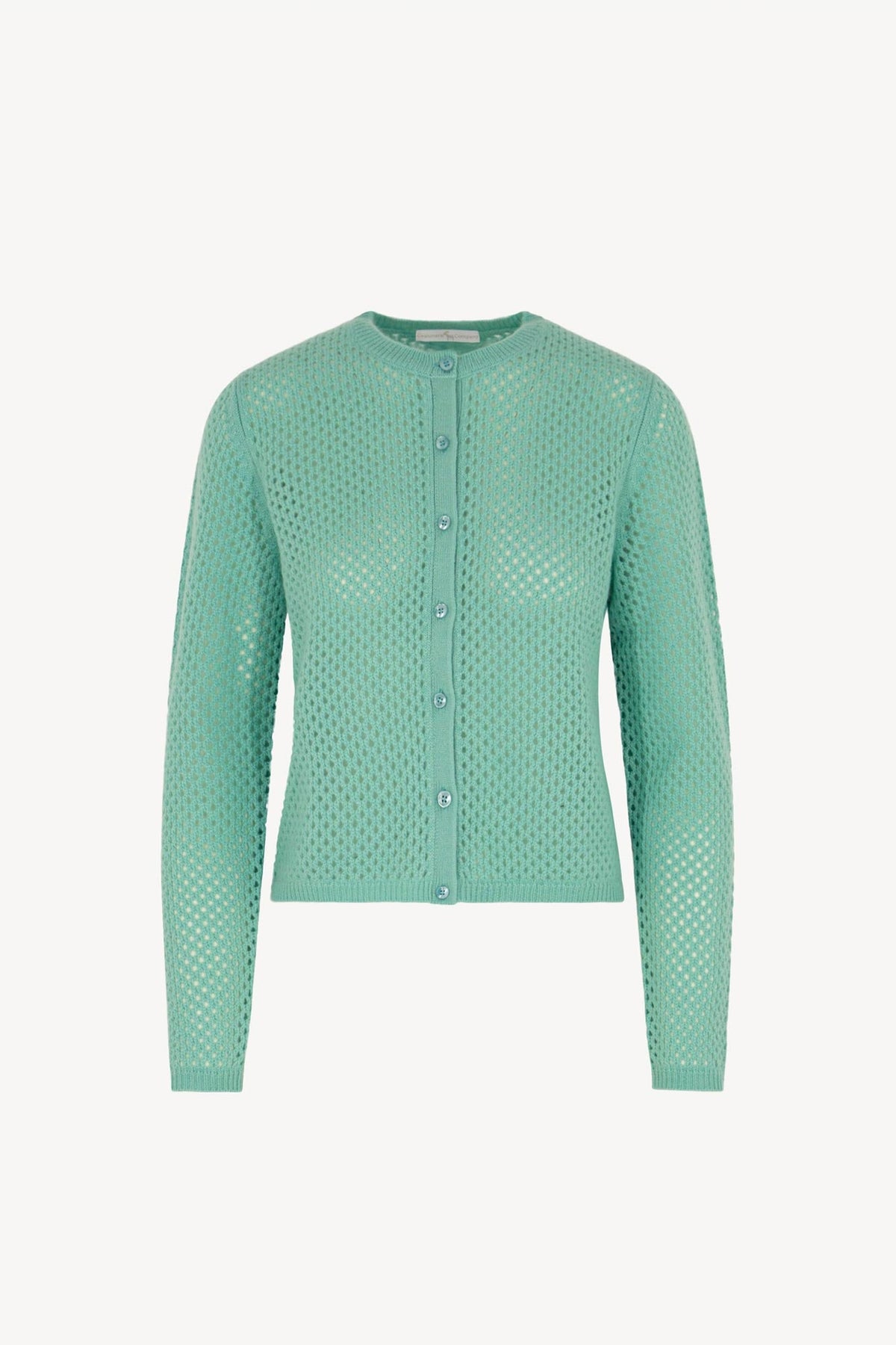 Cardigan Rete in Puro Cashmere Acqua