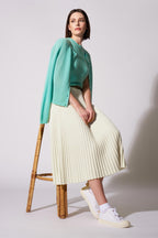Cardigan Rete in Puro Cashmere Acqua