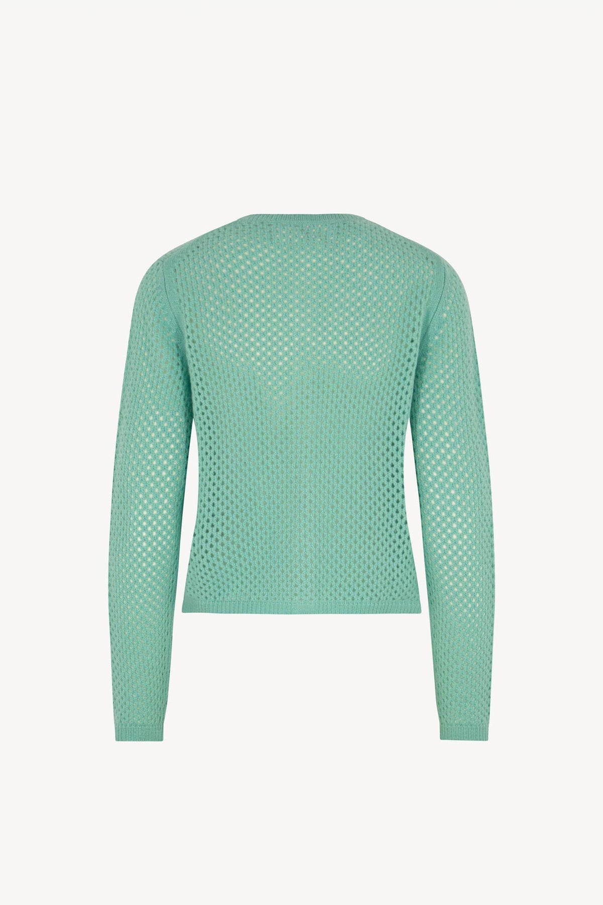 Cardigan Rete in Puro Cashmere Acqua