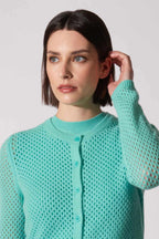Cardigan Rete in Puro Cashmere Acqua