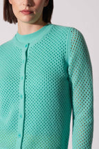Cardigan Rete in Puro Cashmere Acqua