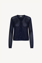 Cardigan Rete in Puro Cashmere Blu Notte