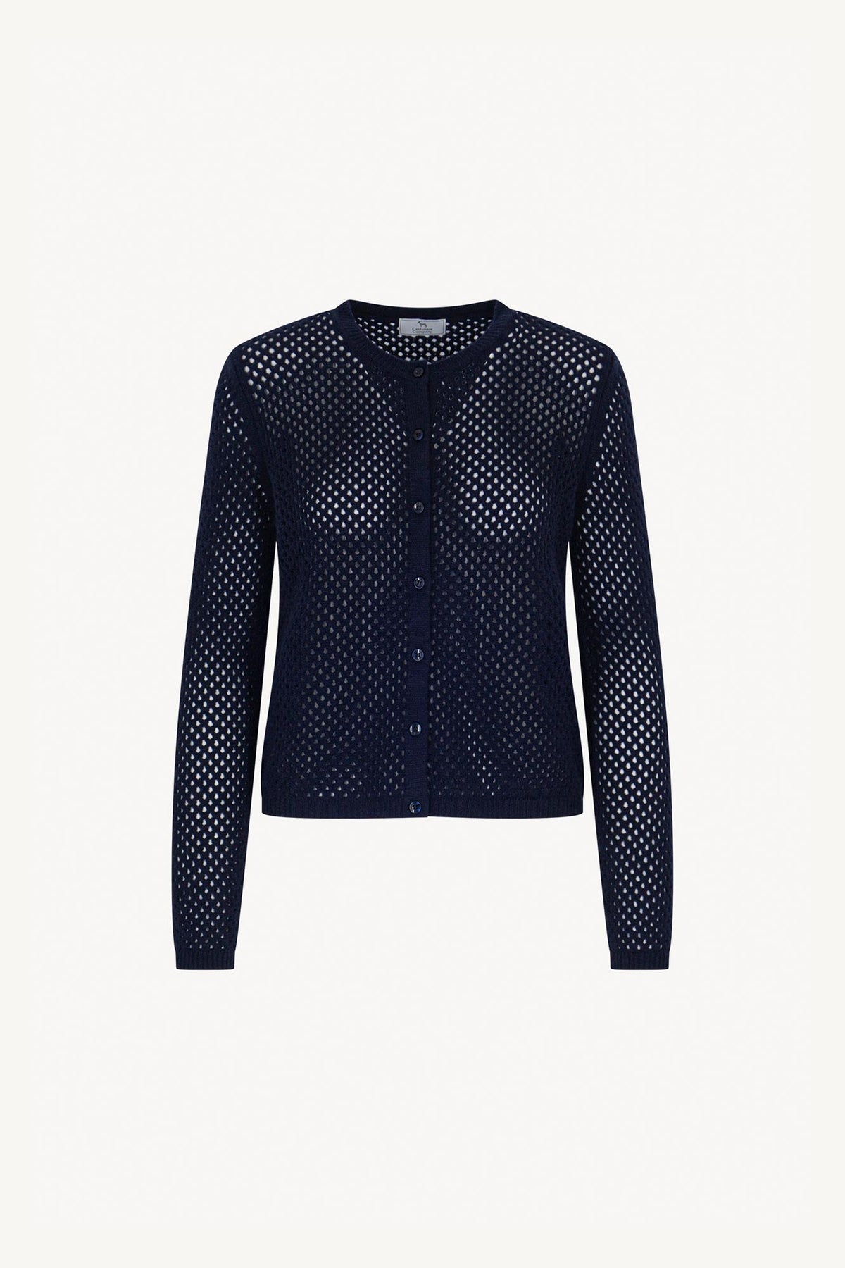 Cardigan Rete in Puro Cashmere Blu Notte