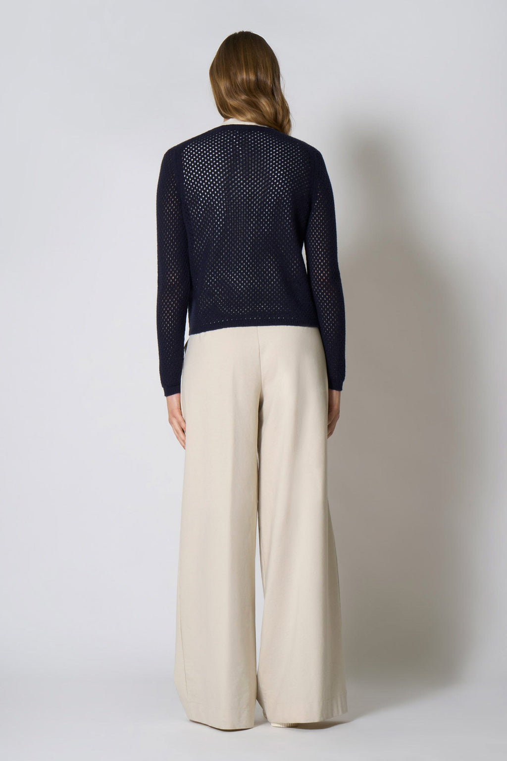 Cardigan Rete in Puro Cashmere Blu Notte