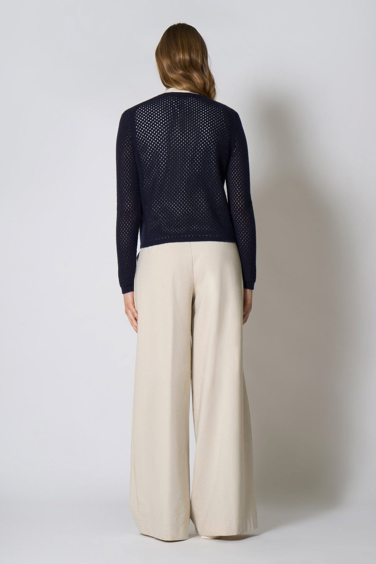 Cardigan Rete in Puro Cashmere Blu Notte