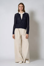 Cardigan Rete in Puro Cashmere Blu Notte