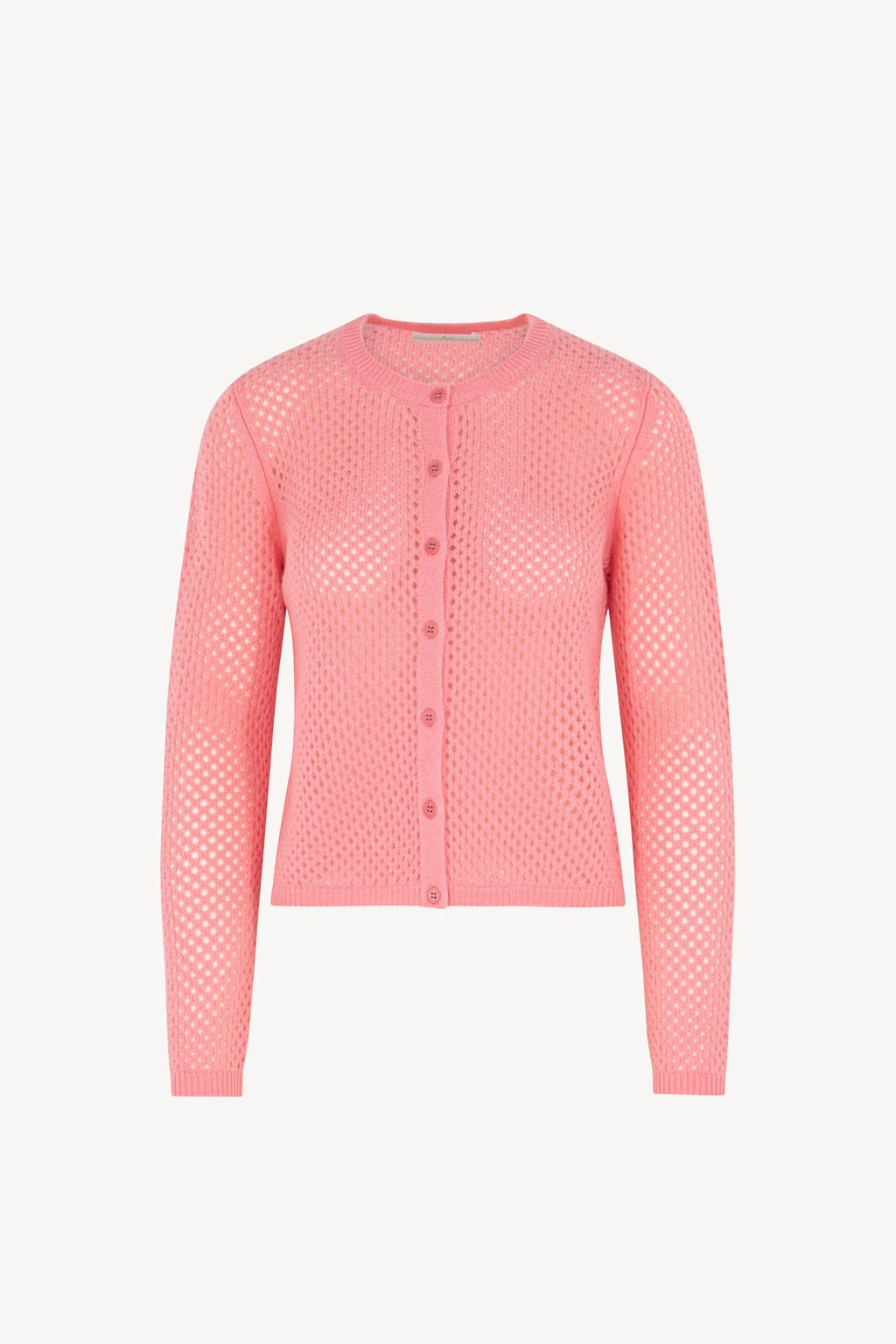 Cardigan Rete in Puro Cashmere Rosa Confetto