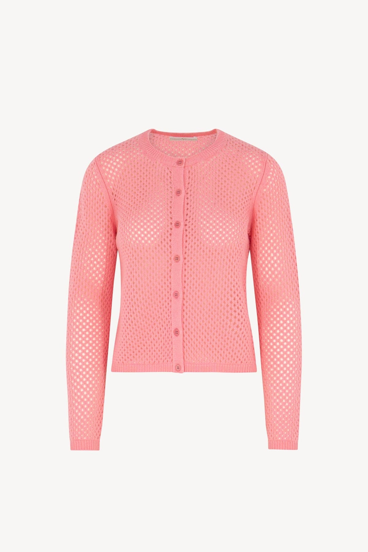 Cardigan Rete in Puro Cashmere Rosa Confetto