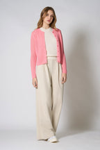 Cardigan Rete in Puro Cashmere Rosa Confetto